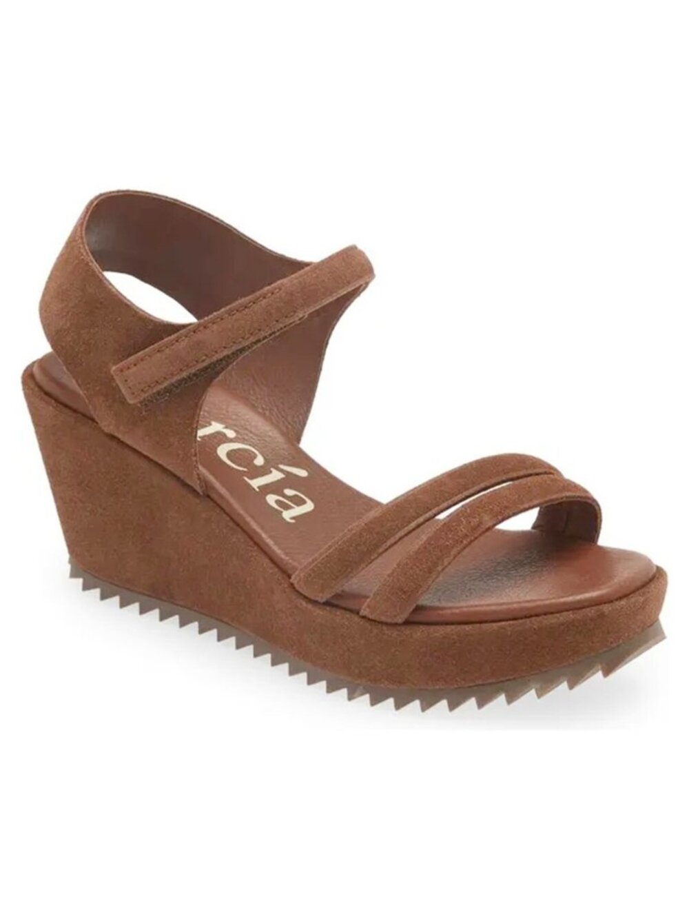 $650 PEDRO GARCIA francisca platform wedge sandal SAWTOOTH BROWN 38.5 (DD4)